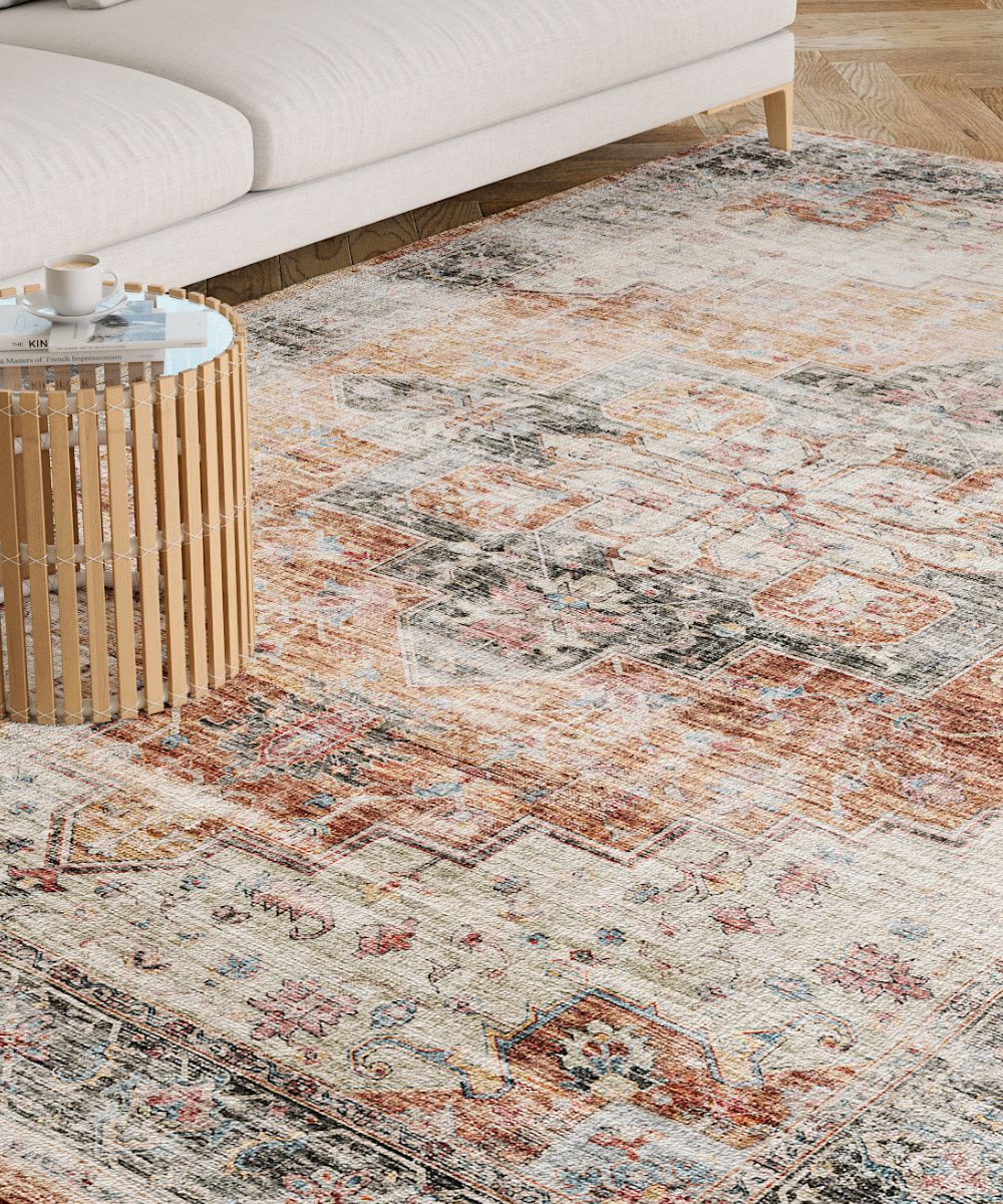 Echo Burnt Orange Black Pink Rug 