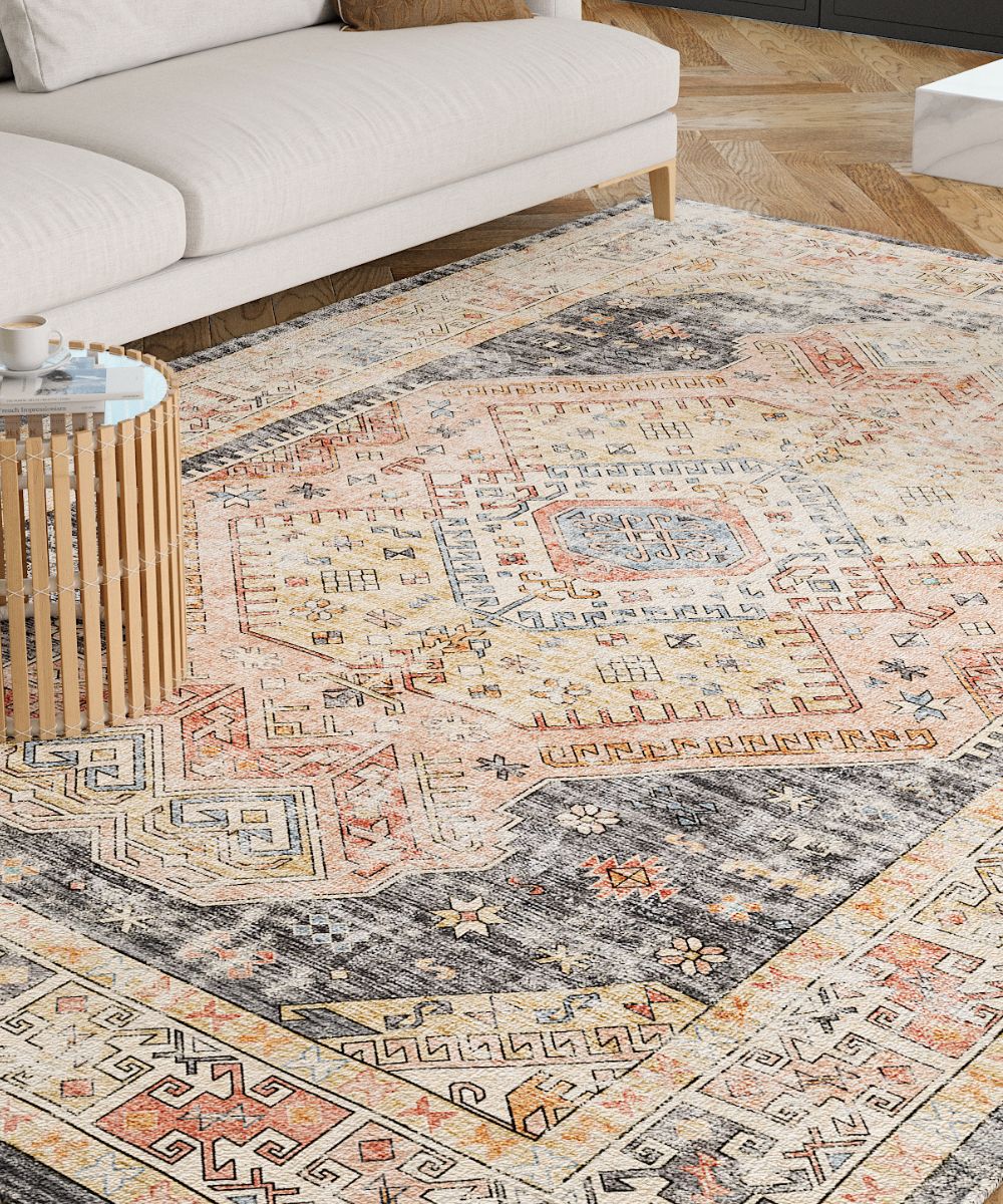 Caspara Orange Black Coral Rug 