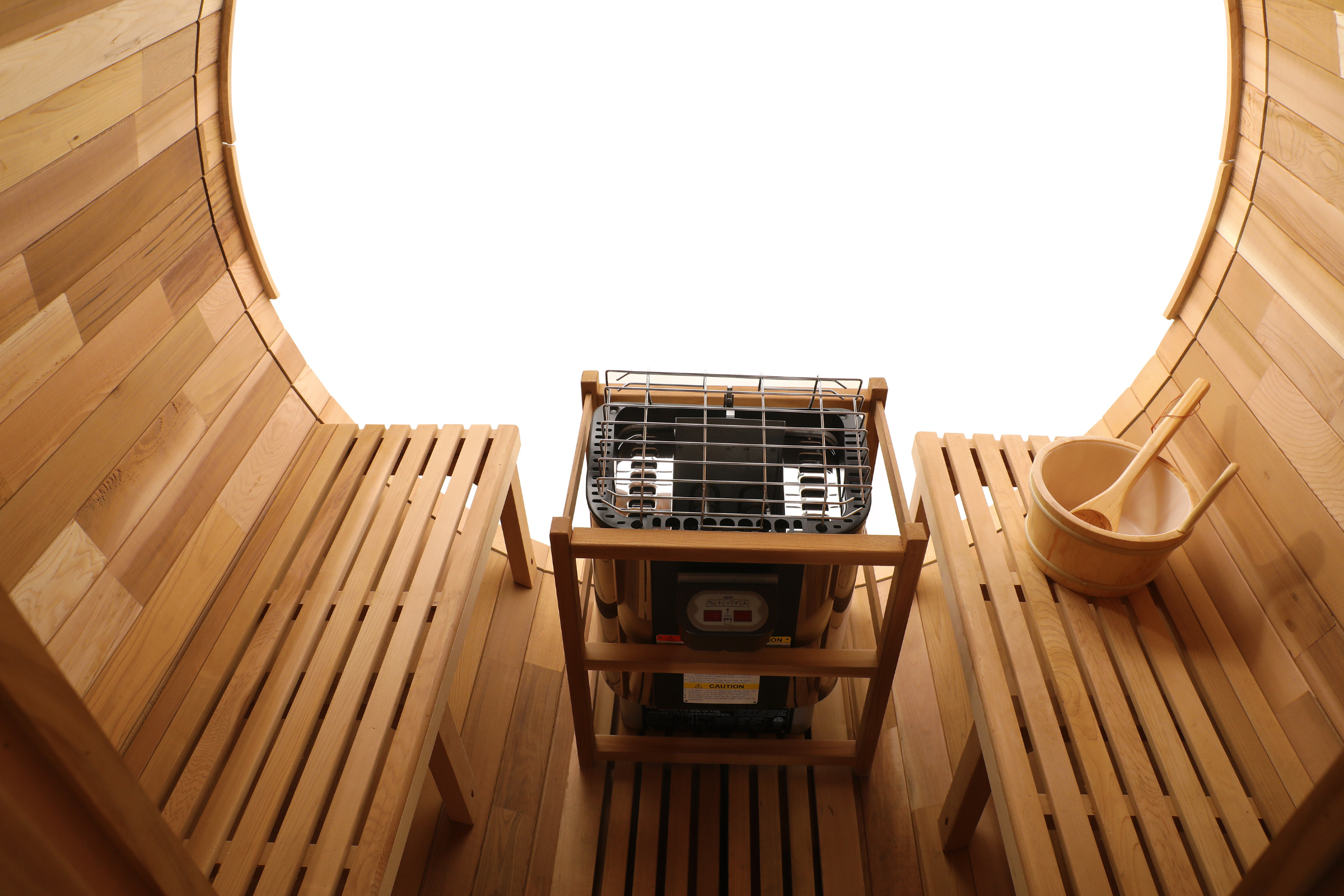 Blisspod | Prague | Canadian Red Cedar Outdoor Steam Barell Sauna | Full Glass Back | 70.87"H x 70.87"W x 70.87"D | 4-6 person 
