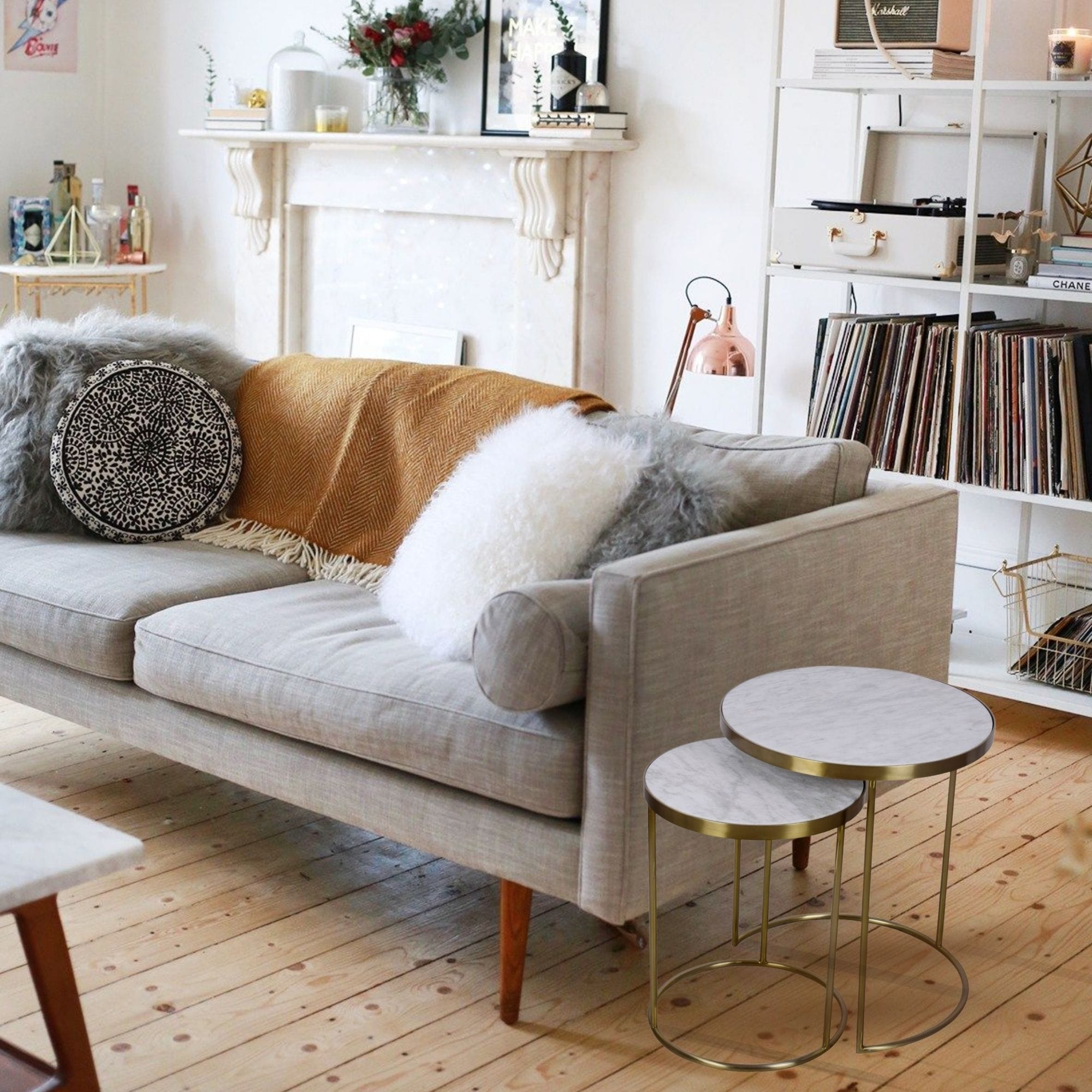 Harlo Round Marble Nesting Tables 