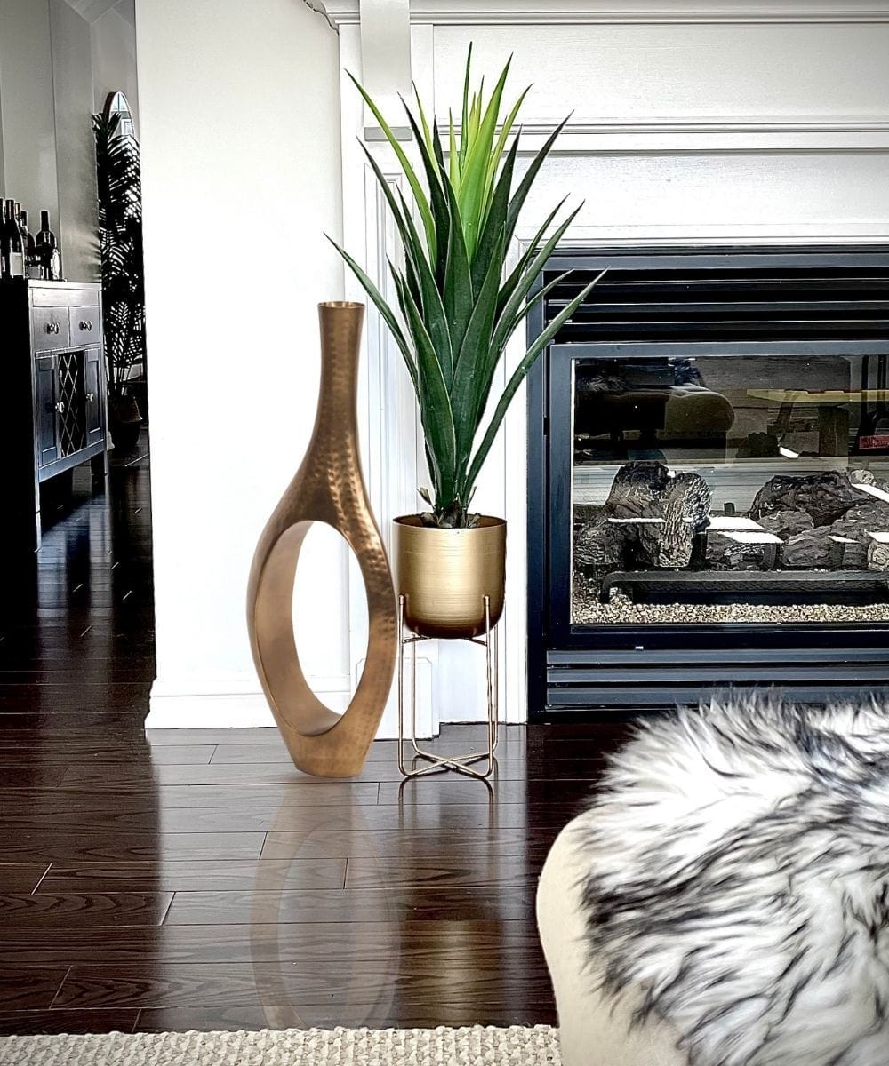 Mateo Hand Hammered Brass Floor Vase 