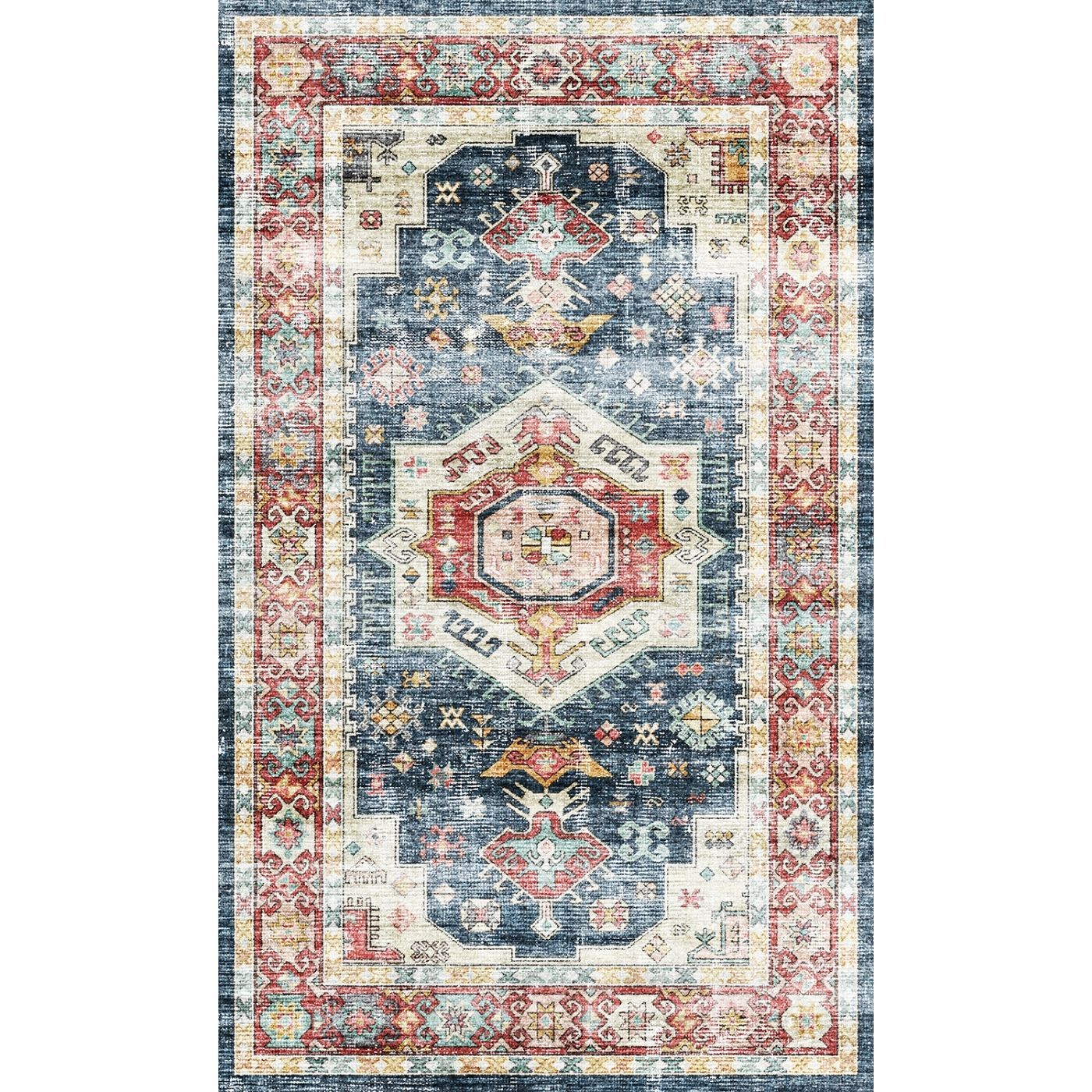 Dilara Multi Color Red Blue Rug 