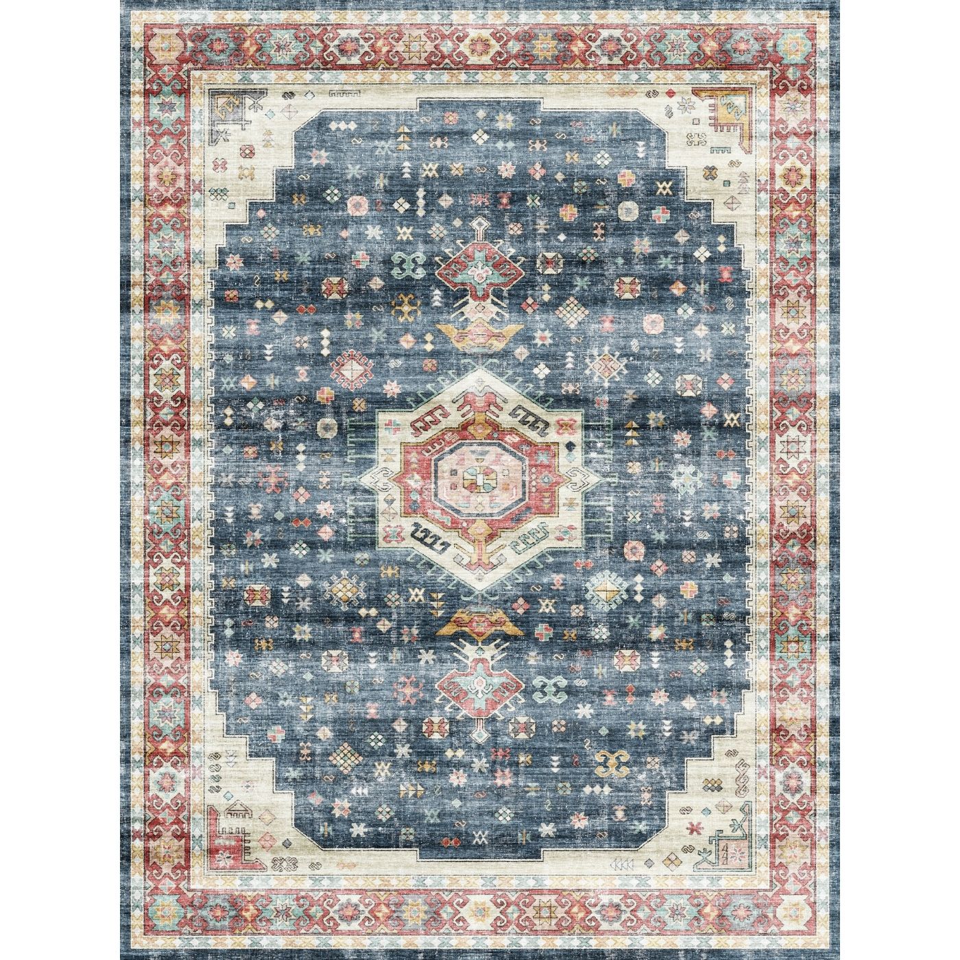 Dilara Multi Color Red Blue Rug 