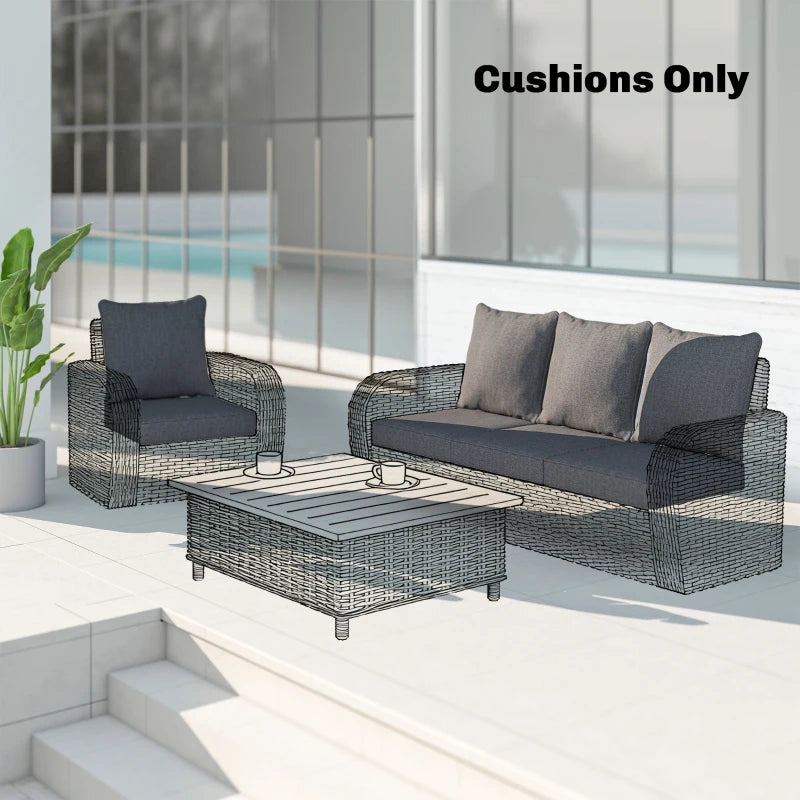 Outdoor Chair Cushions Set of 4, Fade Resistant Patio Chair Cushions for Outdoor Furniture, 24" x 24", Grey