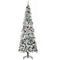 HOMCOM 7.5 Foot Pencil Snow Flocked Artificial Christmas Tree with 950 Pine Realistic Branches, Pine Cones, Red Berries, Auto Open