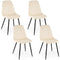 Upholstered Fabric Dining Chairs Set of 4 with Curved Backrest & Sturdy Metal Legs