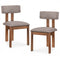Upholstered Rubber Wood Dining Chairs Set of 2 with Curved Backrest-Walnut