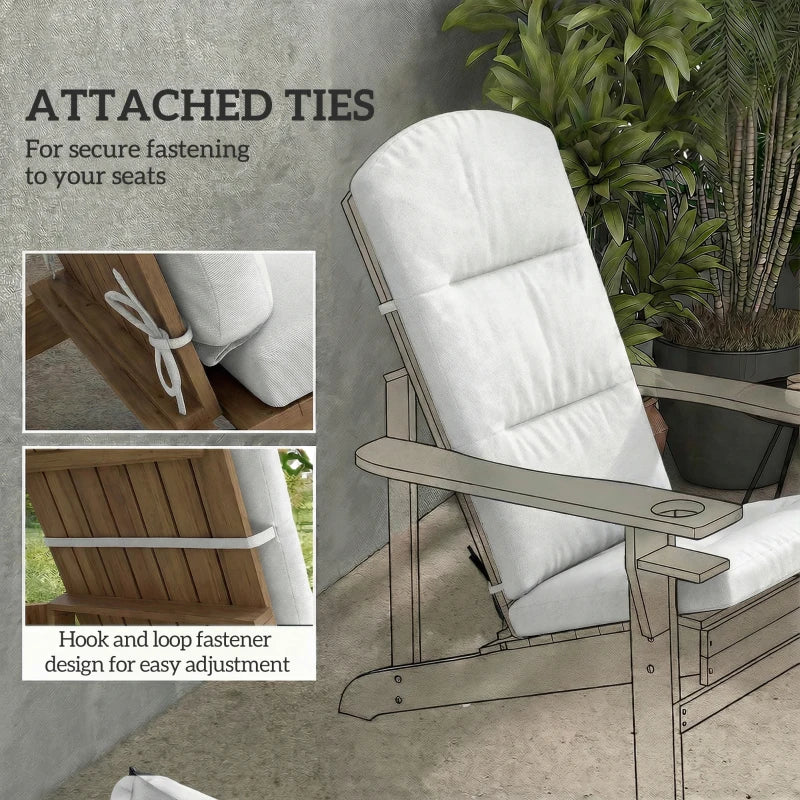Patio Chair Cushion for Adirondack Chairs Replacement Cushion with Back and Ties, Light Grey