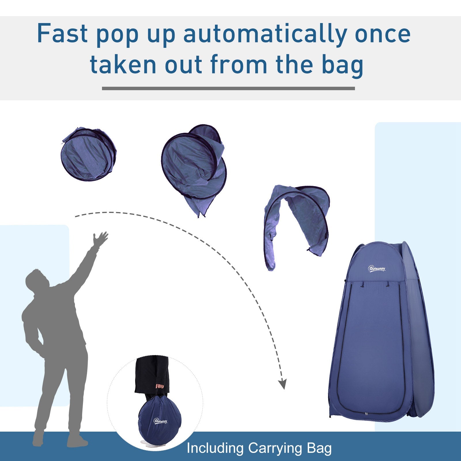Outsunny Portable Pop Up Shower Tent Dressing Changing Room Privacy Shelter for Outdoor Camping Beach Toilet Blue 