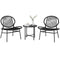 Rattan Bistro Set, 3 Pieces Wicker Patio Furniture Set, Acapulco Chairs and Steel Table for Porch, Balcony, Black