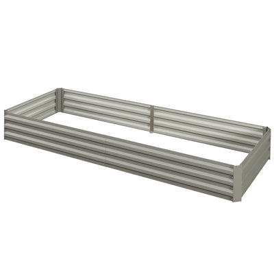 Outsunny 95"x36"x12" Galvanized Raised Garden Bed Metal, Elevated Planter Box for Flowers, Herbs, in Silver 