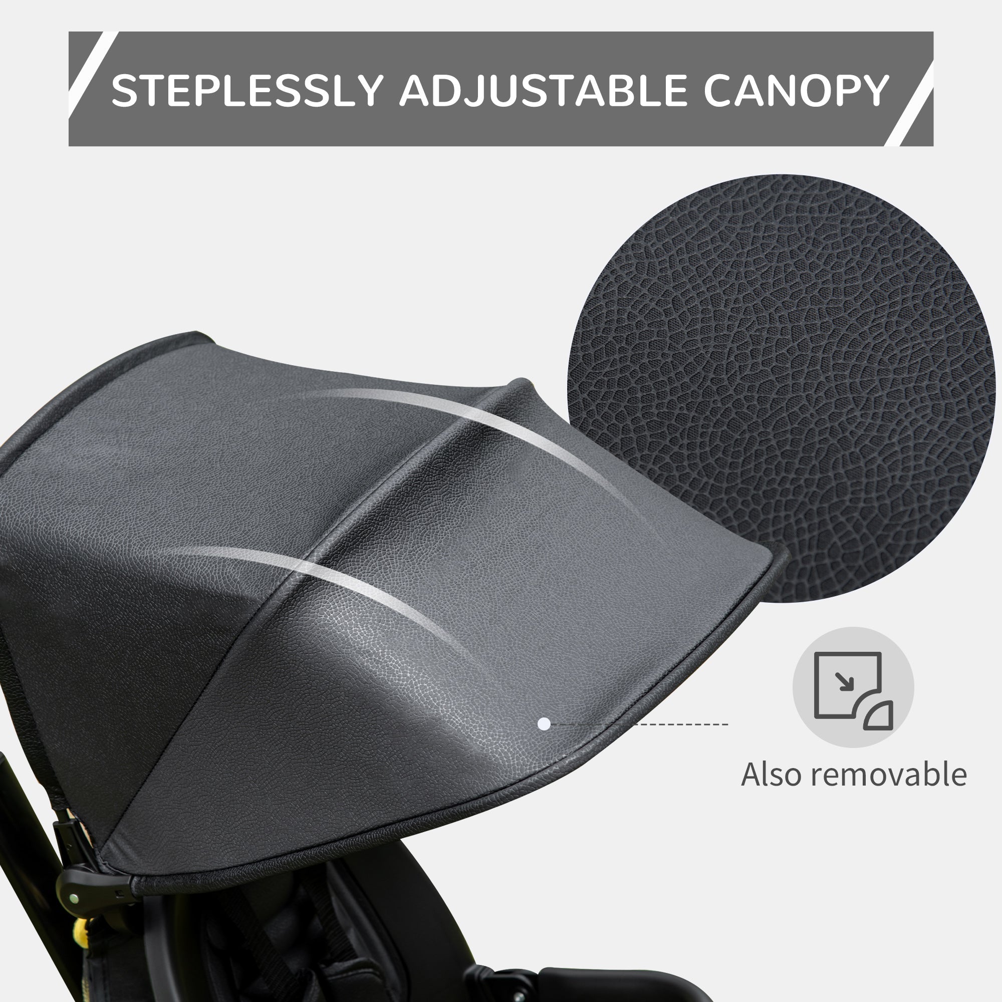 Aosom Qaba Versatile Trike: Baby Tricycle 4 In 1, Reversible Seat, Adjustable Removable Canopy, Handrail Belt, Black 