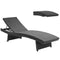 Patio Lounger, Folding Wicker Outdoor Chaise Lounge with 4-Level Adjustable Backrest, Black