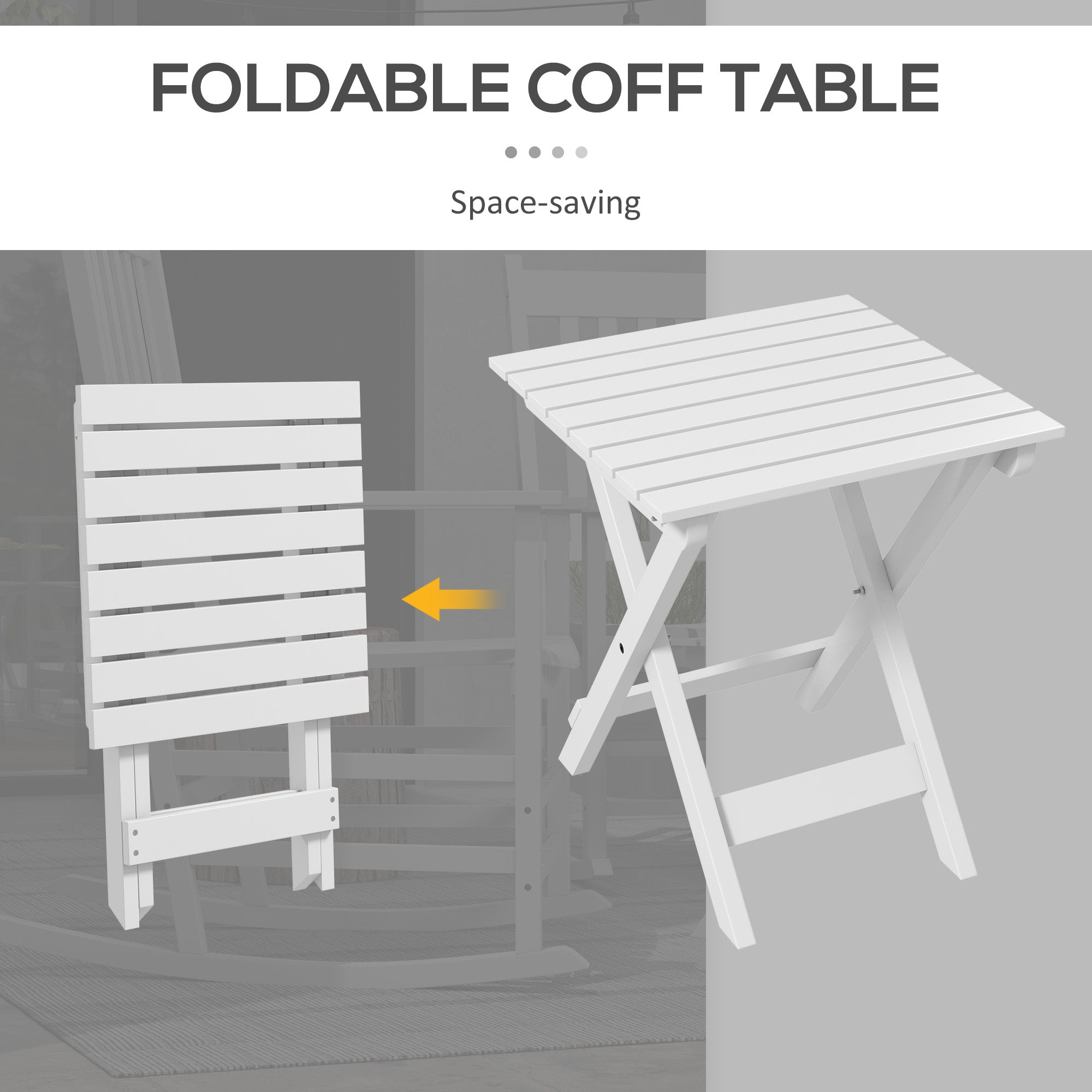 Outsunny 3 Pieces Outdoor Rocking Chair Set, Wooden Patio Rocking Chair Set with Folding Table, High Back and Armrests, White 