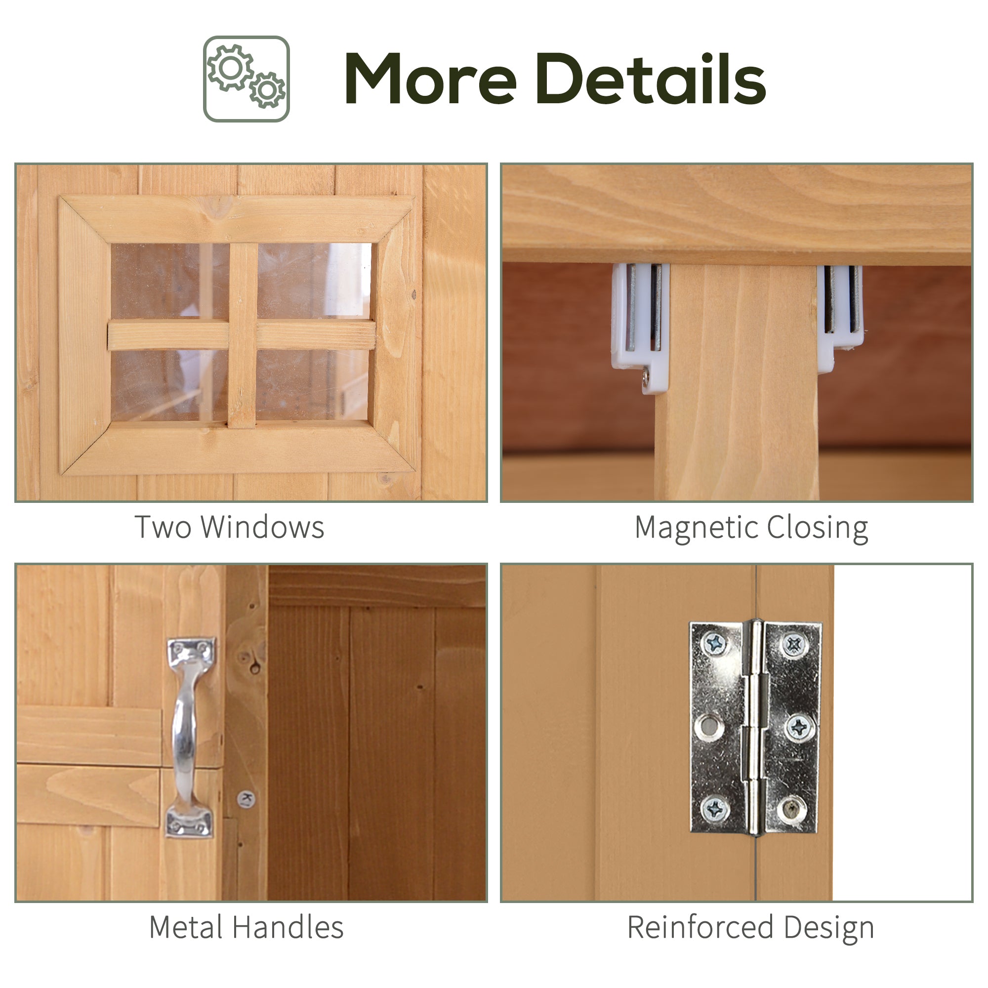 Outsunny 4x1.5ft Wooden Garden Storage Shed, Outdoor Tool Cabinet Organizer with Windows and Double Door, Nature Wood 