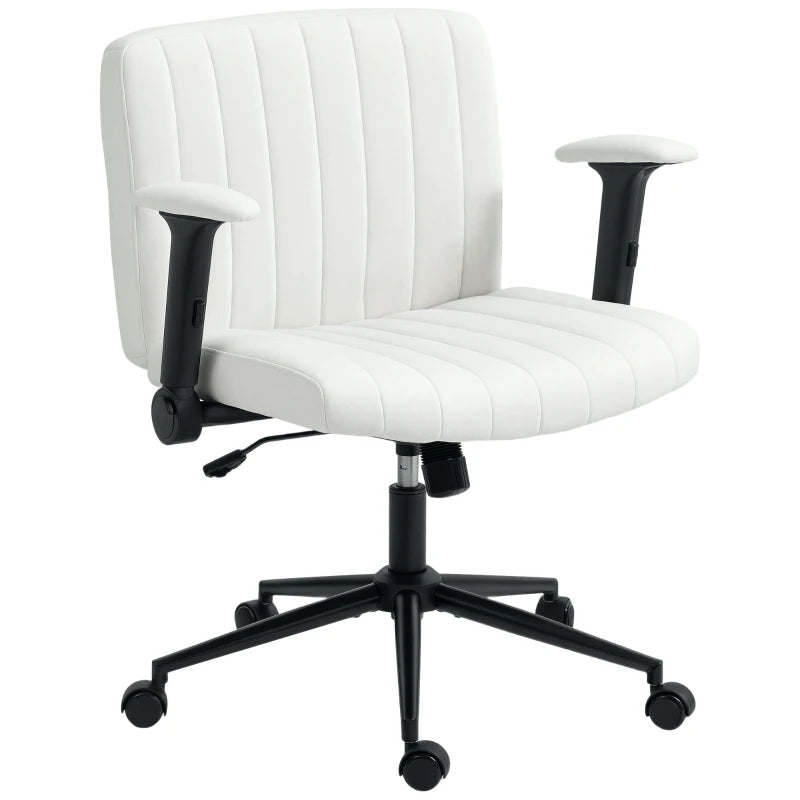 Criss Cross Chair with Flip-up Armrests, Wheels, Wide Office Chair with Adjustable Height, Tilting, Cream White