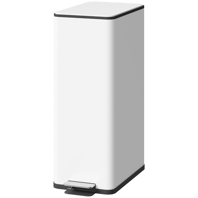 5.3 Gallon Stainless Steel Kitchen Garbage Can with Soft-close Lid, Foot Pedal, Fingerprint-Proof, White