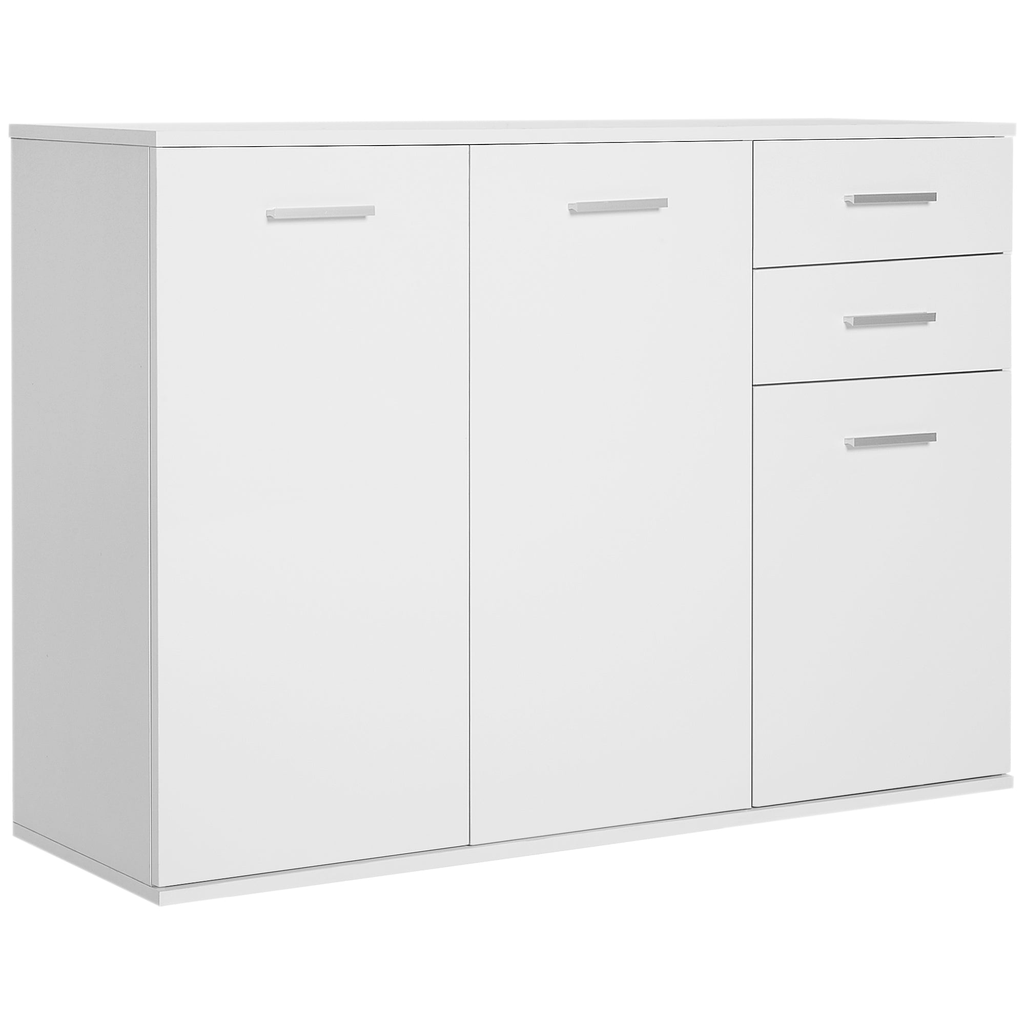 HOMCOM Free Standing Storage Cabinet Console Sideboard Table Entryway Kitchen Organizer Living Room Storage Unit with Drawers White 