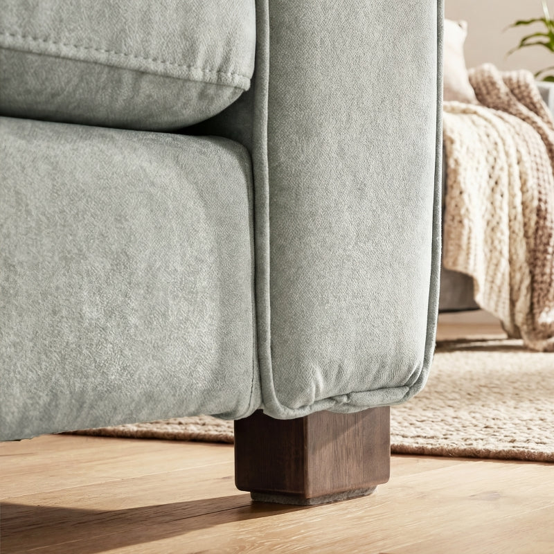 Accent Chair, Velvet-feel Fabric Armchair with Wide Seat, Spring Cushion, Solid Wood legs, Grey