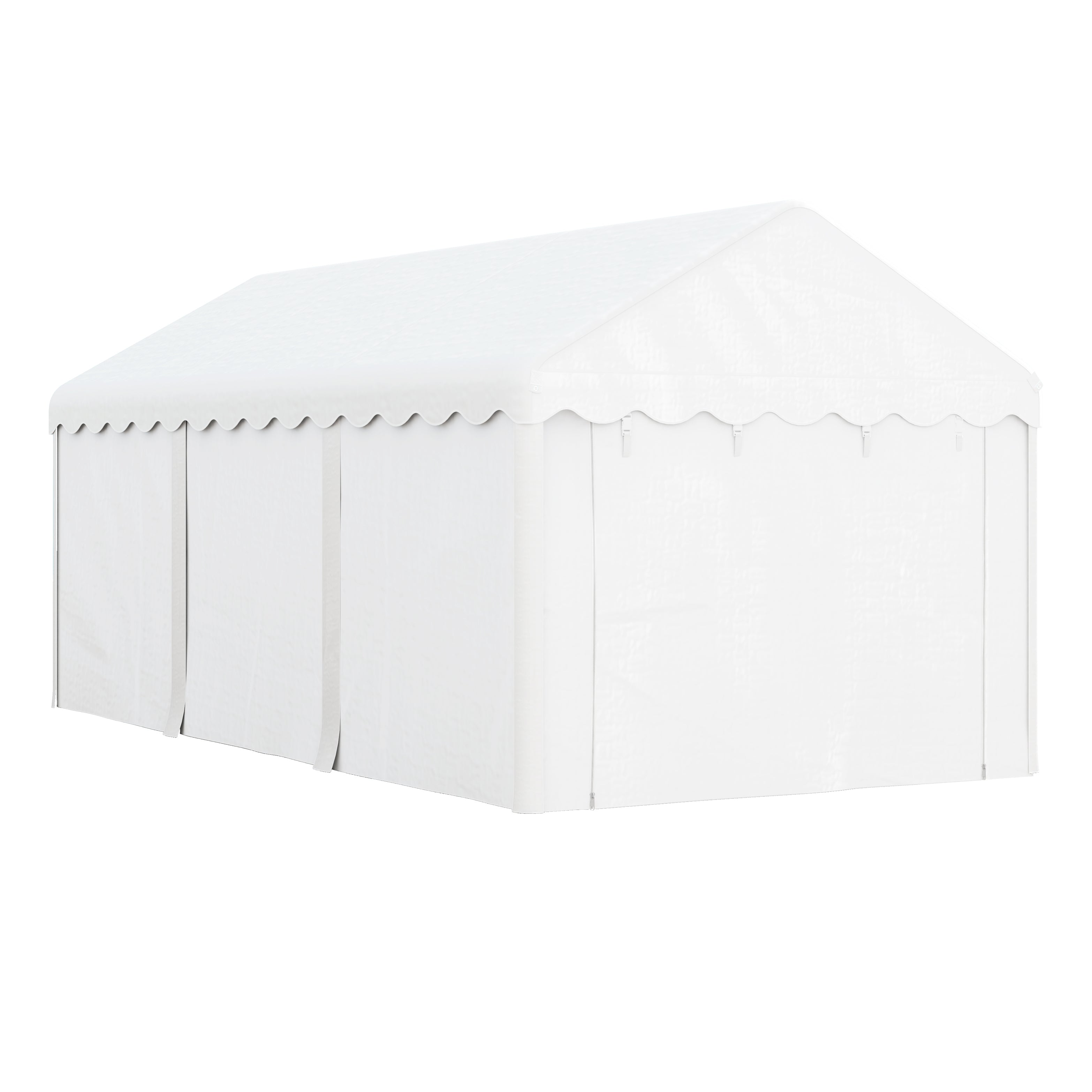 Outsunny 10 x 20ft Portable Garage Heavy Duty Carport with 2 Roll-up Doors and Removable Sidewalls for Car, Truck, Boat, White 