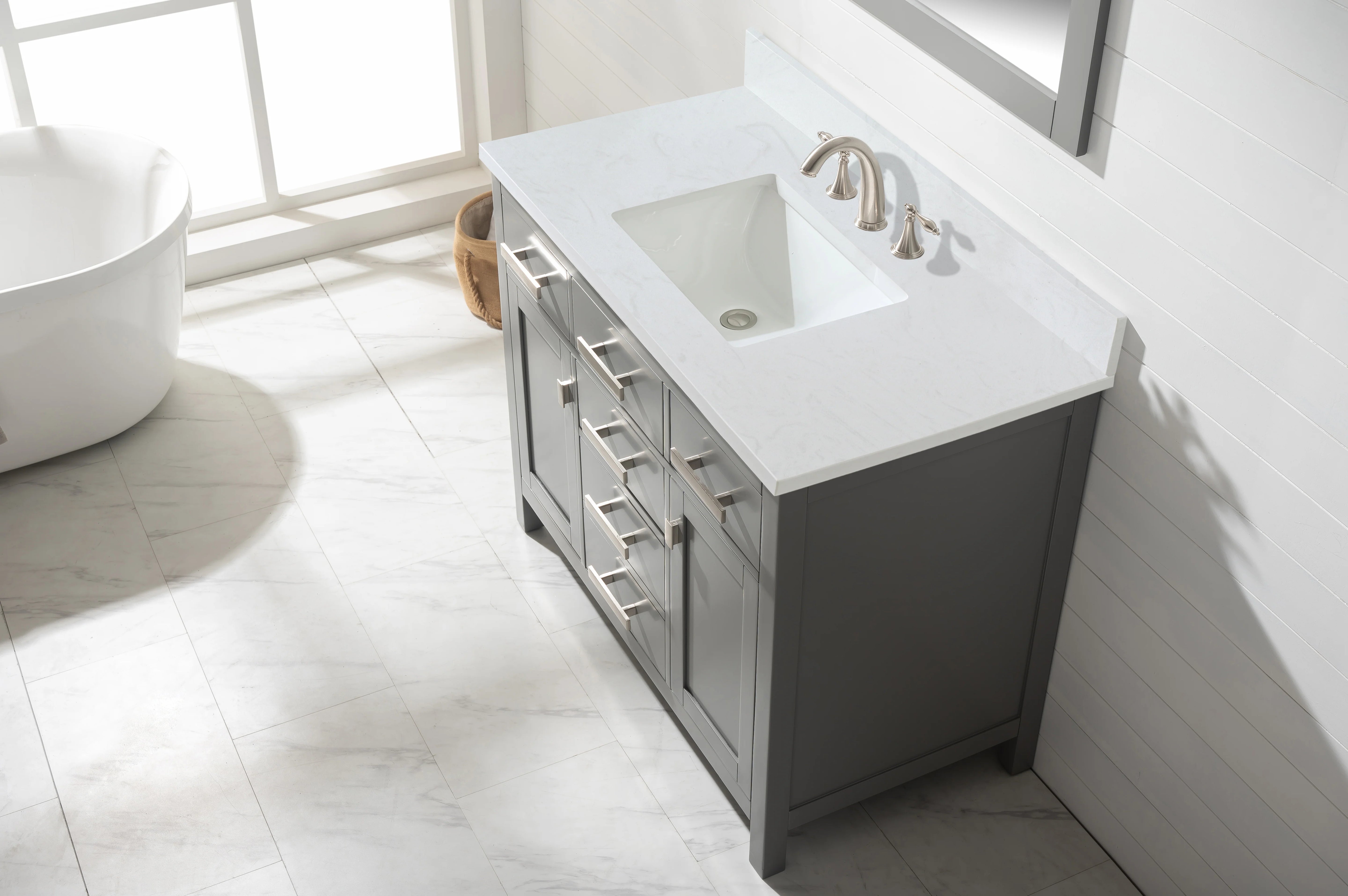 Valentino 42" Single Sink Vanity with White Quartz Top