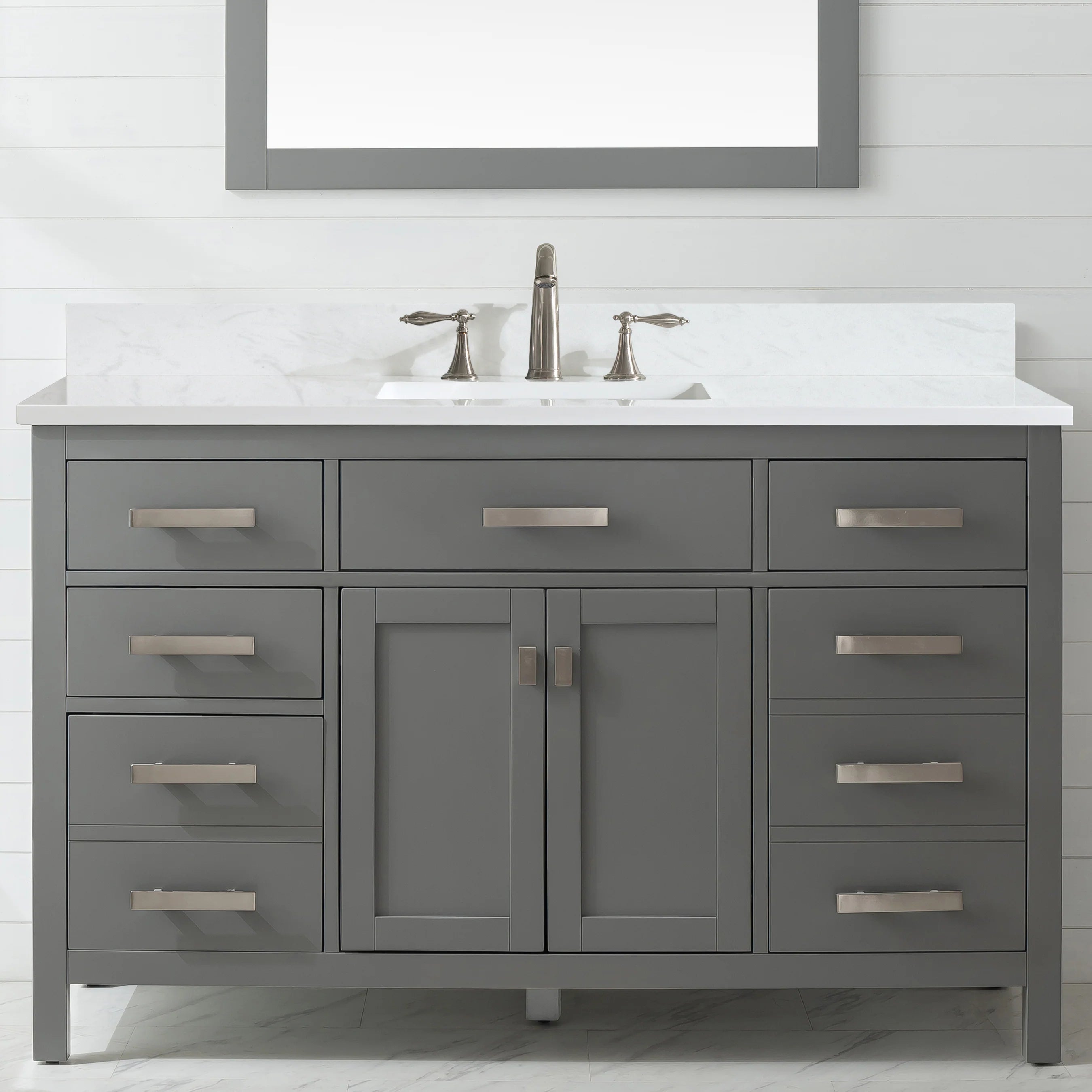 Valentino 54" Single Sink Vanity with White Quartz Top