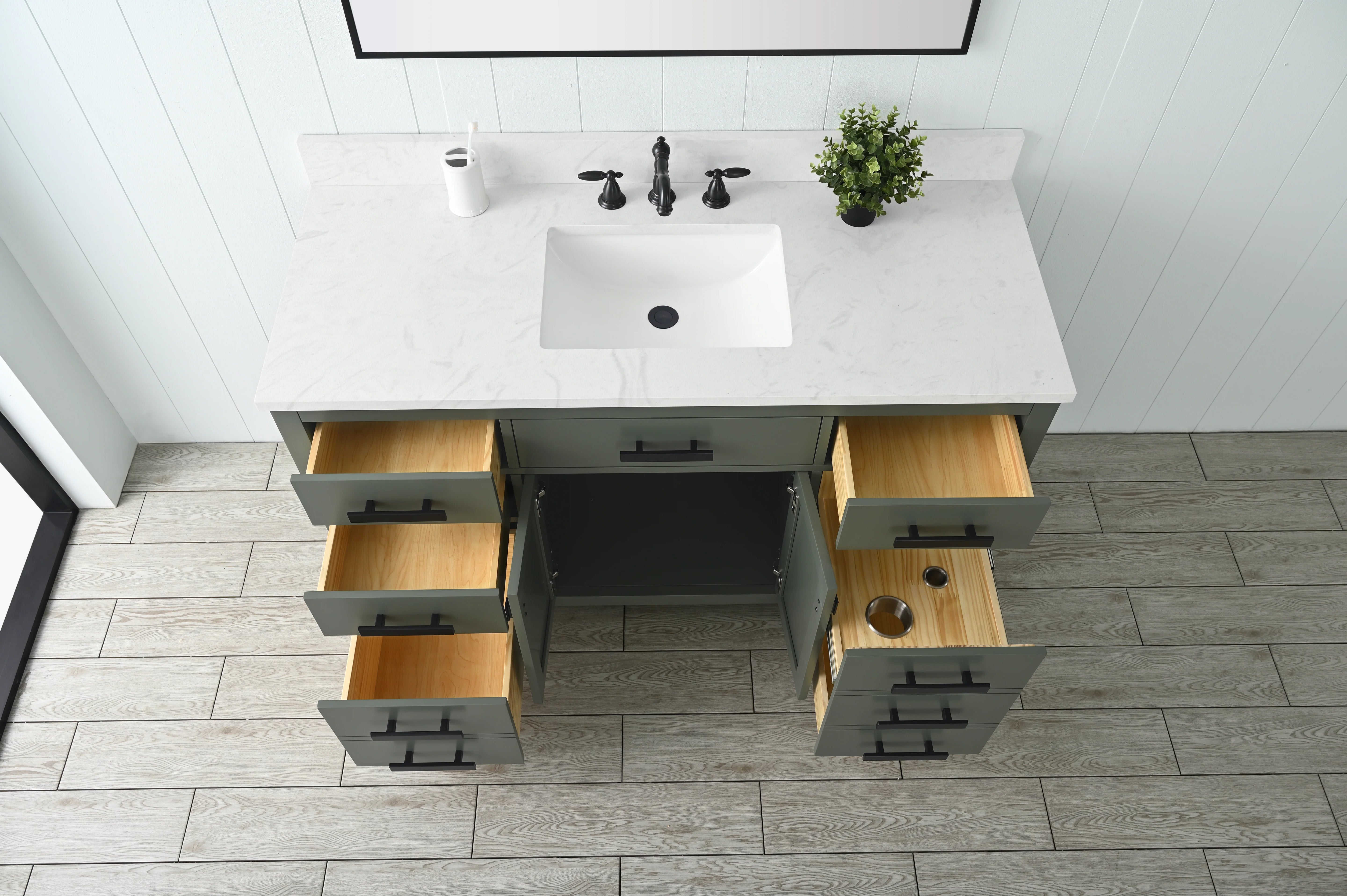 Valentino 54" Single Sink Vanity with White Quartz Top