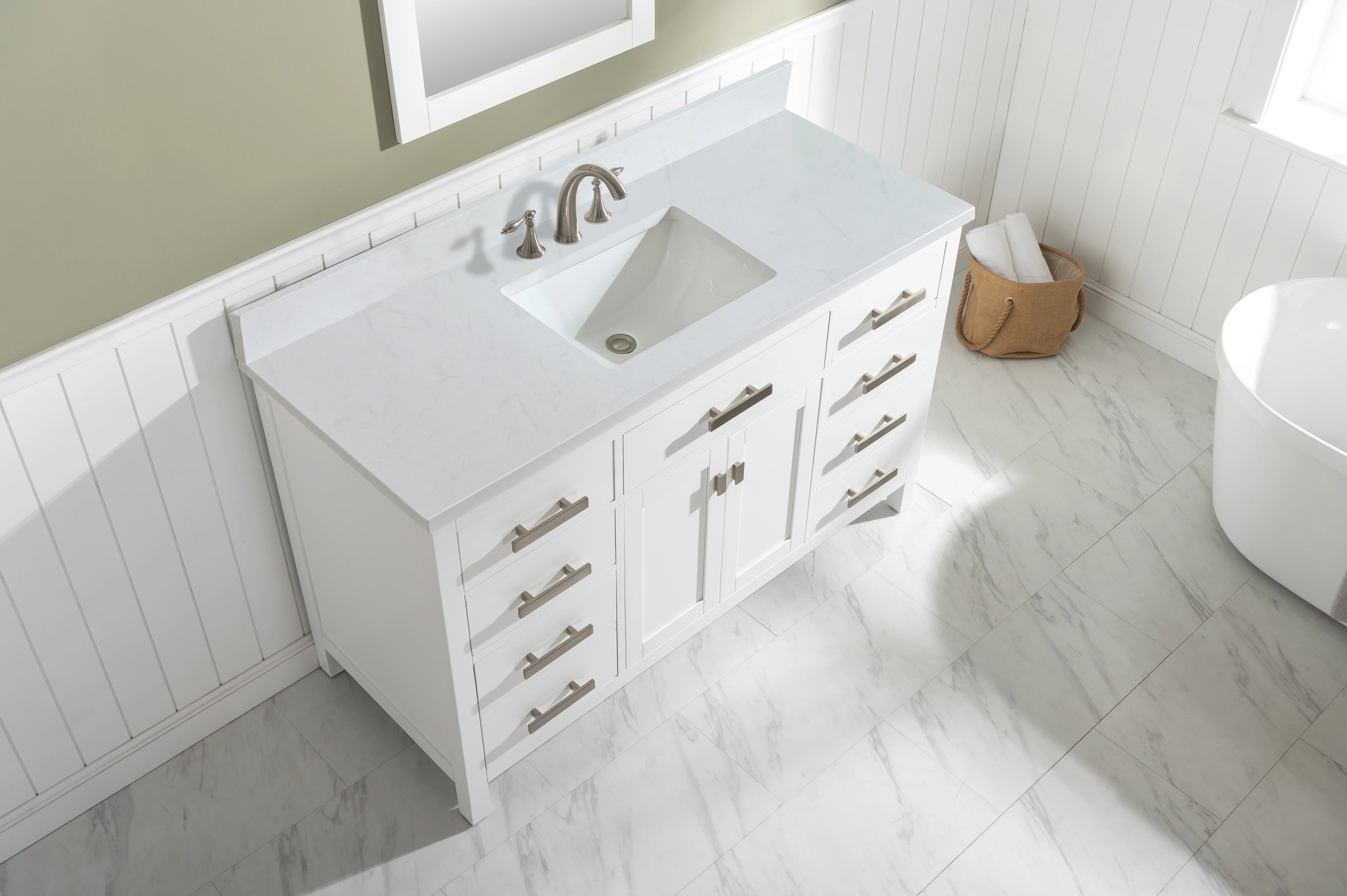 Valentino 54" Single Sink Vanity with White Quartz Top