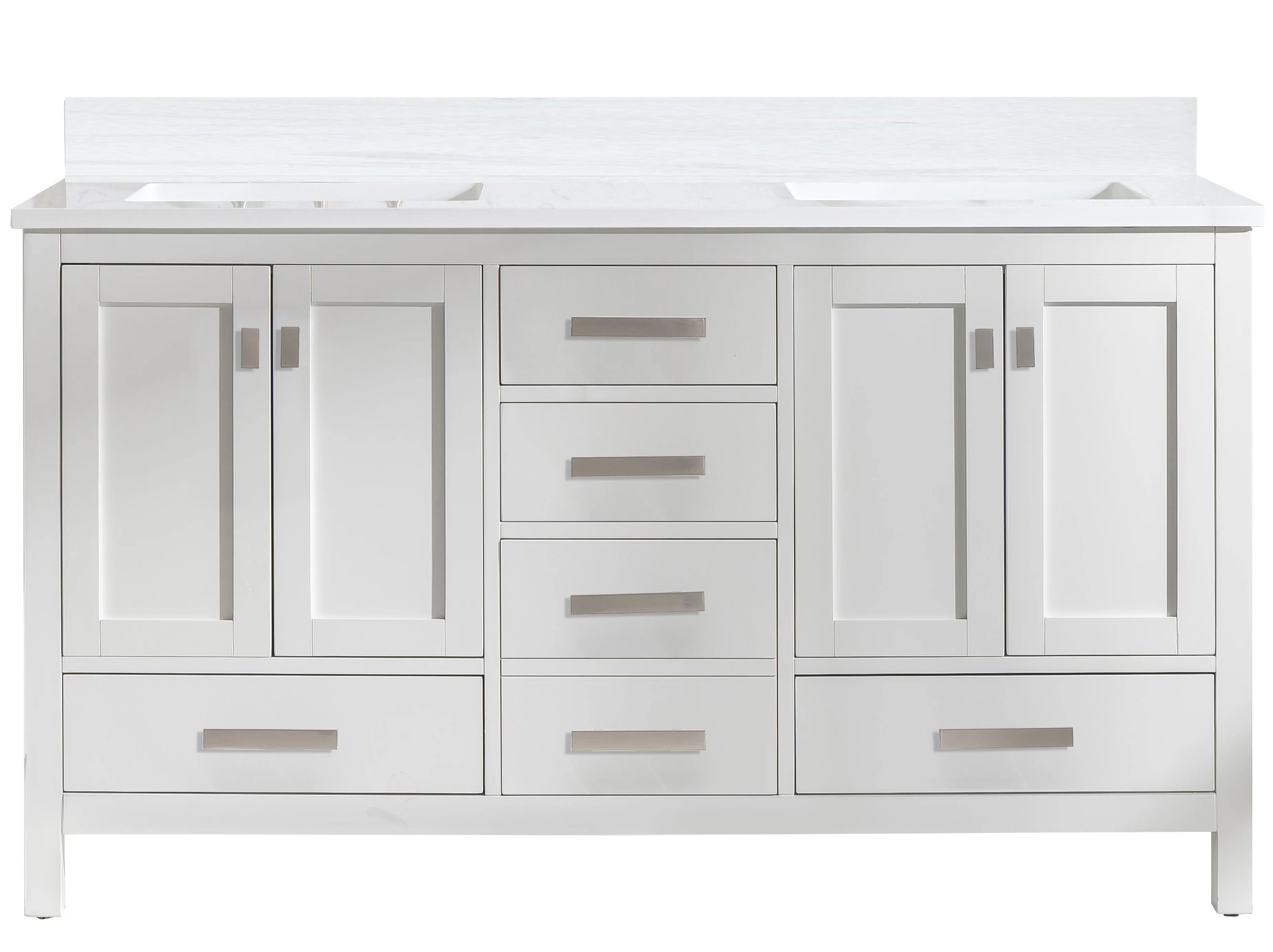 Valentino 60" Double Sink Vanity with White Quartz Top