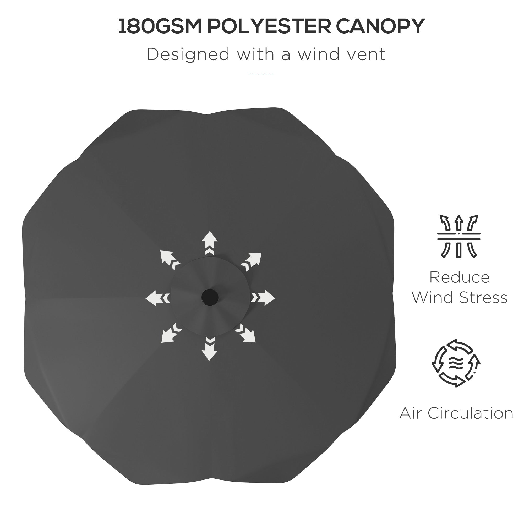 Outsunny Solar Patio Umbrella with LED and Tilt, Outdoor Market Table Umbrella Parasol with Crank, 10 x 10 ft, Dark Grey 