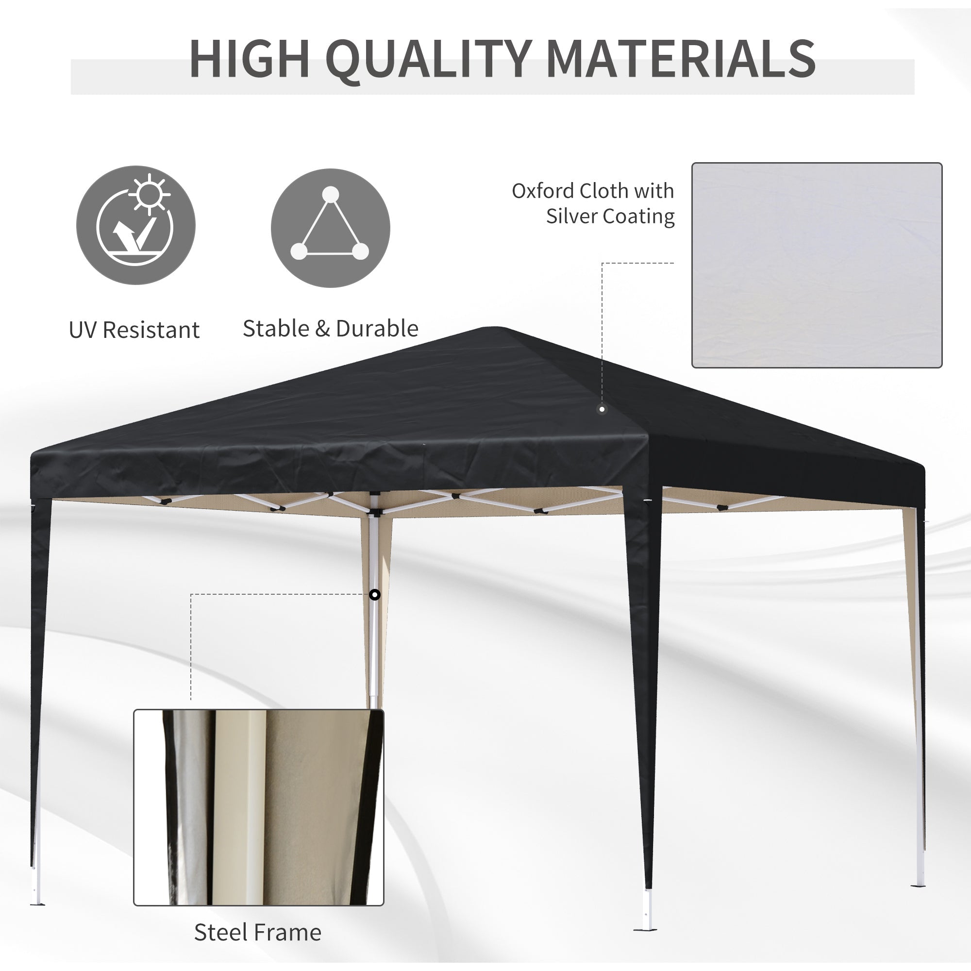 Outsunny 10 x 10ft Folding Pop Up Tent Outdoor Gazebo Canopy with Carrying Bag, Black 