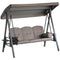Outsunny 3-Person Porch Swing Chair Heavy Duty Outdoor Lounge Hammock with Cushioned Seat and Tilt Canopy Brown
