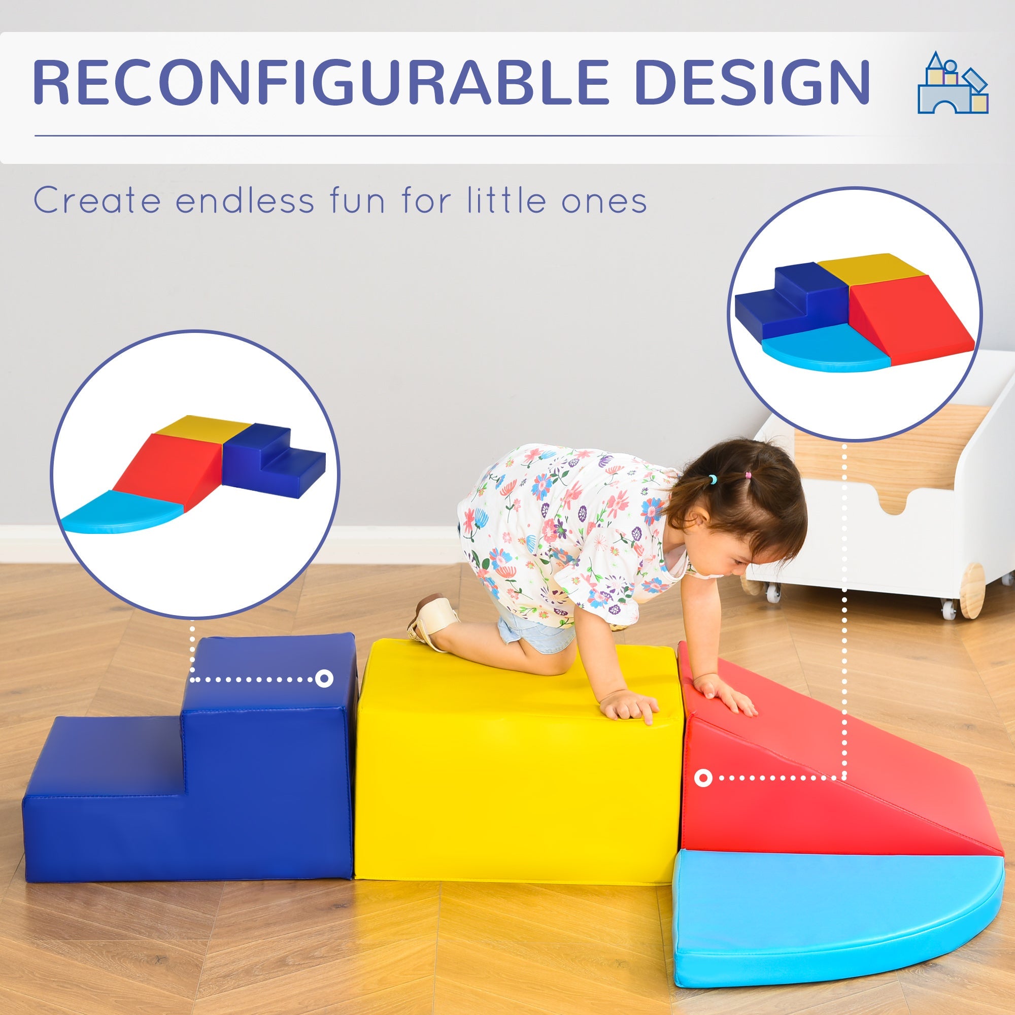 Qaba 4-Piece Foam Climb & Crawl Set: Lightweight Toddler Nuggets for Active Play Zone 