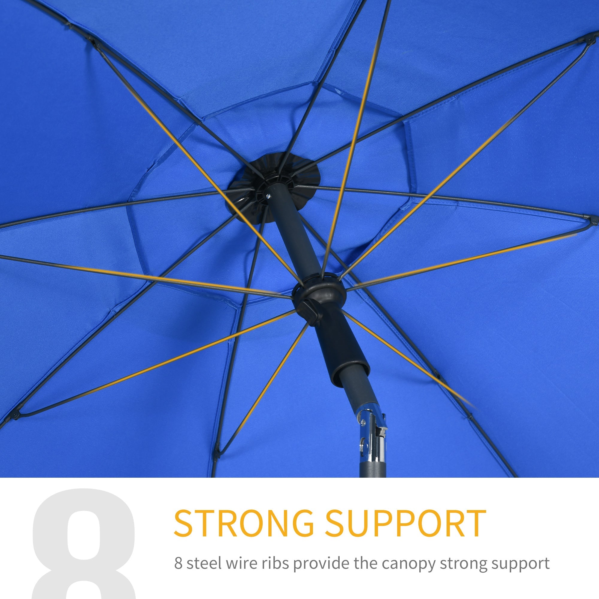 Outsunny 6FT Portable Beach Umbrella: UV50+ Vented 45° Tilt Adjustable Sun Shade Poolside Blue 
