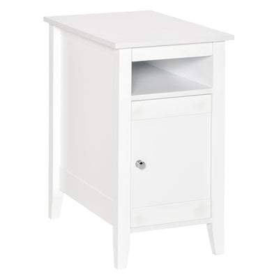 HOMCOM Chic Side Table: Accent End Table with Open Shelf and Cupboard, Sofa Side Table with Storage for Living Room, Crisp White 