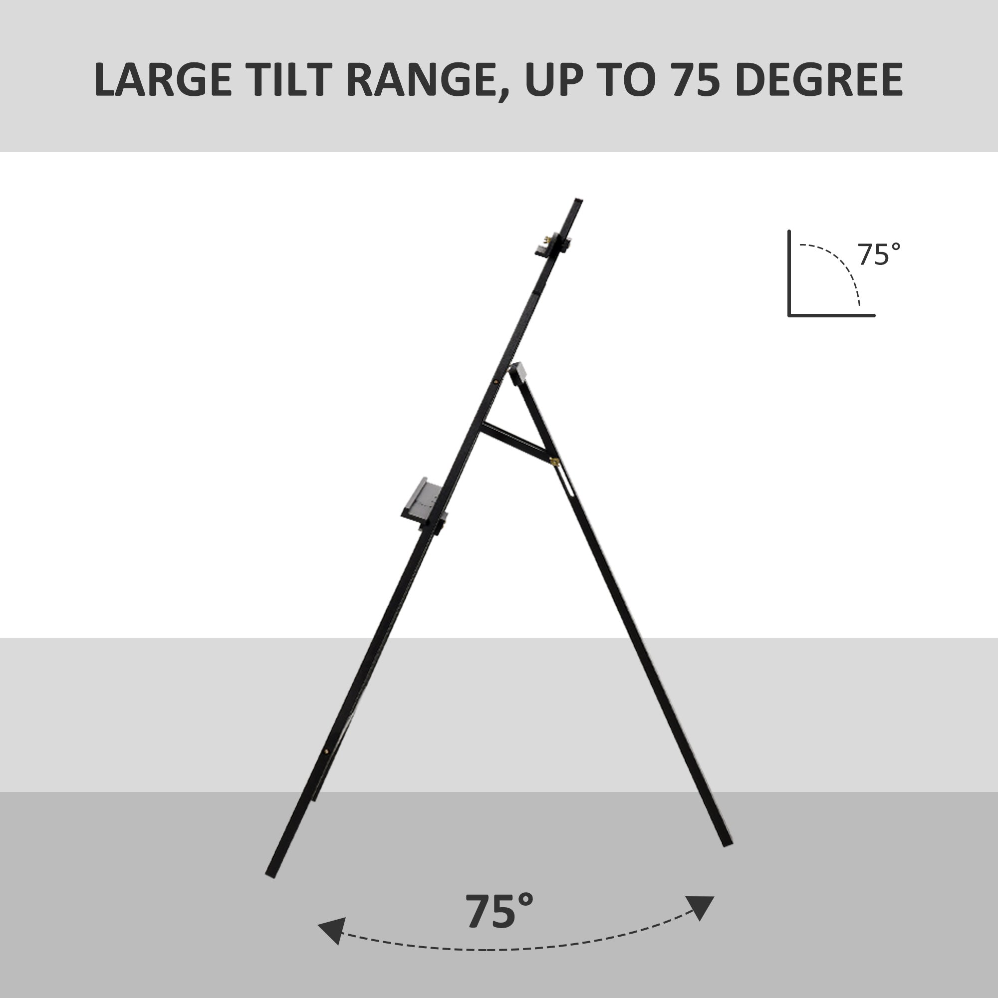 HOMCOM Art Easel Stand 55" Beech Wood Adjustable Folding Tilts 90° Sturdy Material Black Artist Studio 