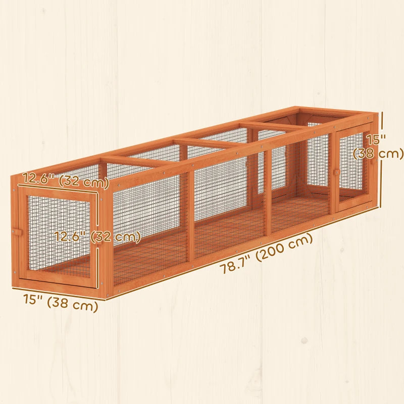 79" Long Cat Tunnel, Cat shelter L- Shape with Extendable Design, Cat Enclosure for Indoor/Outdoor Use, Orange
