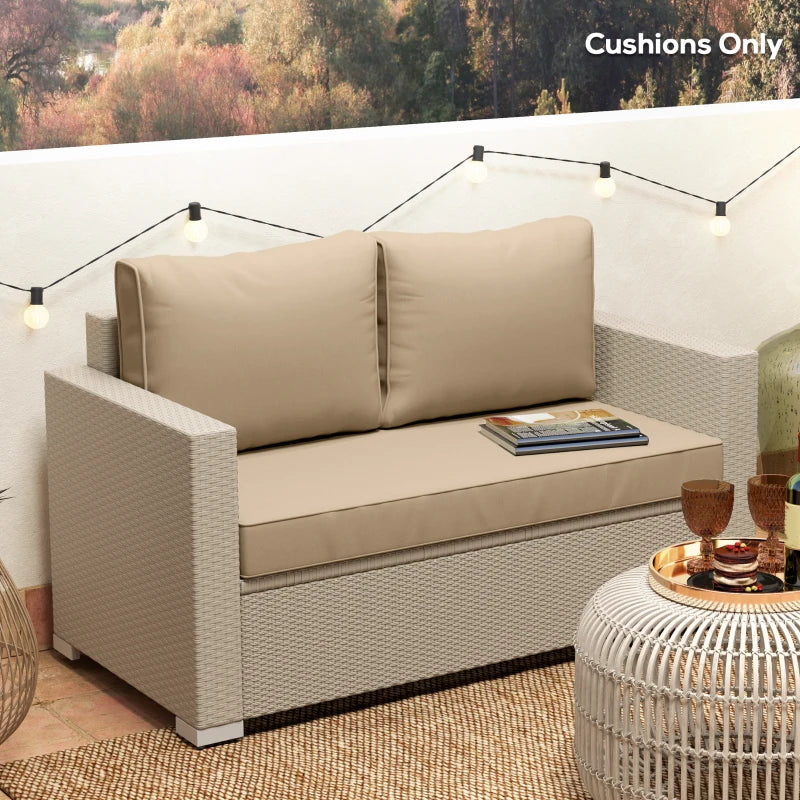 Outdoor Seat Cushions with Backrest, Loveseat Double Sofa Outdoor Furniture Cushions, Beige