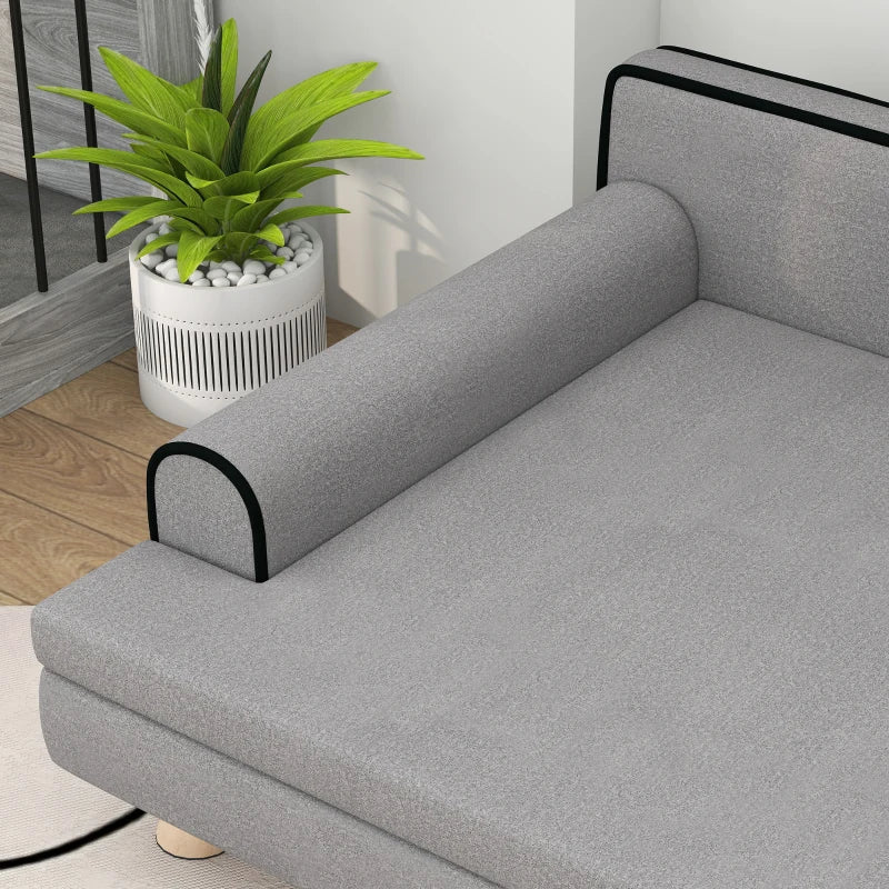 Elevated Dog Sofa Bed, Cat Couch with Cushion, Washable Cover, Wooden Legs, for Medium & Large Dogs, Light Grey