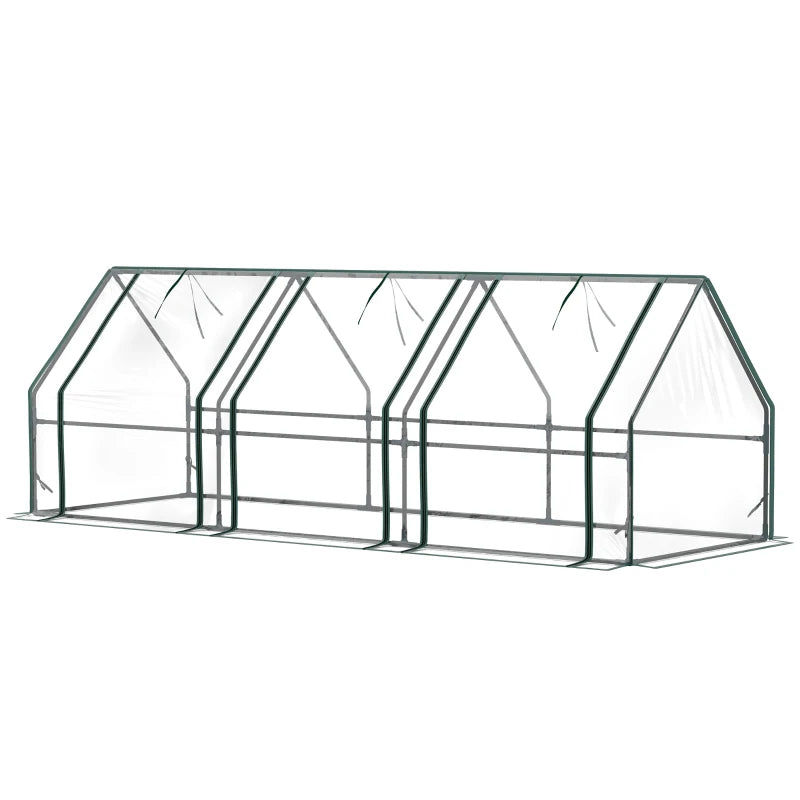 Portable Mini Greenhouse Tunnel Growing Tent Plants Flower Warm House w/ Zippered Roll-up Doors, Clear