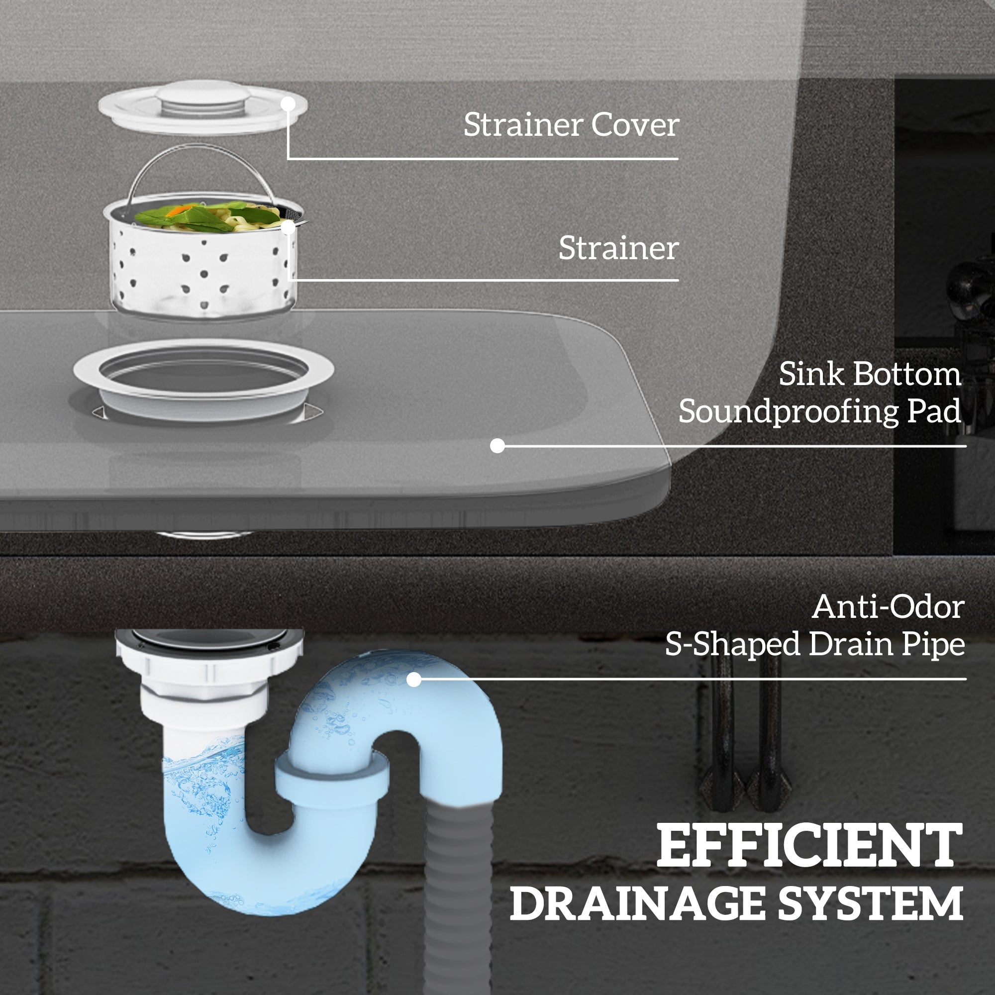 HOMCOM Stainless Steel Outdoor Utility Sink with Cold and Hot Water Pipe and Double Storage Shelves for Laundry Garage 
