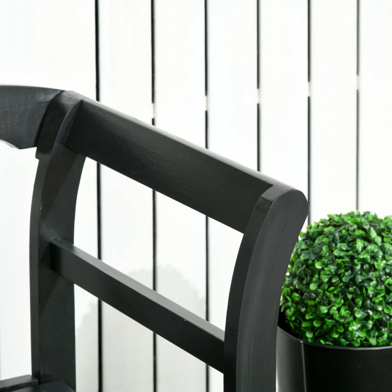 Wooden Outdoor Bench, 3 Person Patio Garden Bench with Diamond Pattern Backrest, Slatted Seat, 792 LBS Capacity, Black