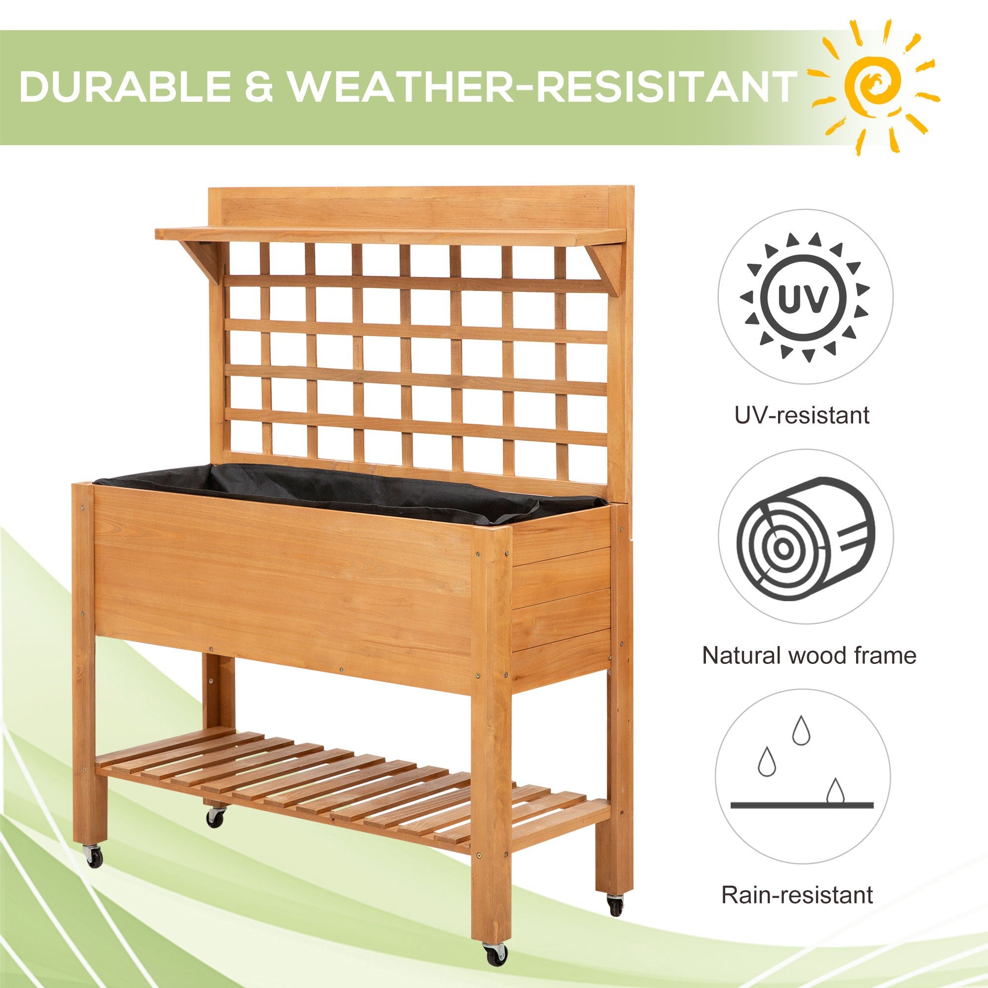 Outsunny Wooden Raised Planter Boxes Elevated Garden Bed Planter Flower Herb Boxes for Vegetables Flower,41.25"L x 15.75"W x 53.25"H 