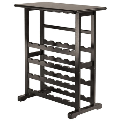Floor-Standing Dark Espresso Brown 24-Bottle Wine Rack - Free Shipping 