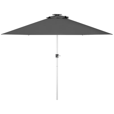 Outsunny LED Patio Umbrella, Lighted Deck Umbrella with 4 Lighting Modes, Solar & USB Charging, Charcoal Grey 