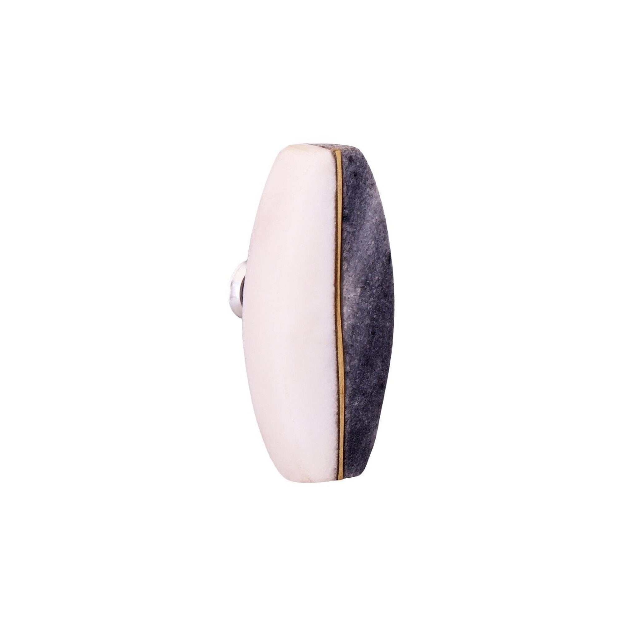 MARBLE/BRASS KNOB, WHITE & BLACK 