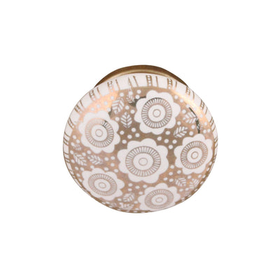 CERAMIC KNOB, WHITE/GOLD 