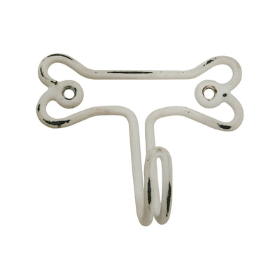 Wire Bone Wall Hook, Distressed White 