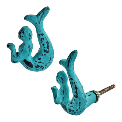 Mermaid Knob Metal Turquoise, Last Chance 