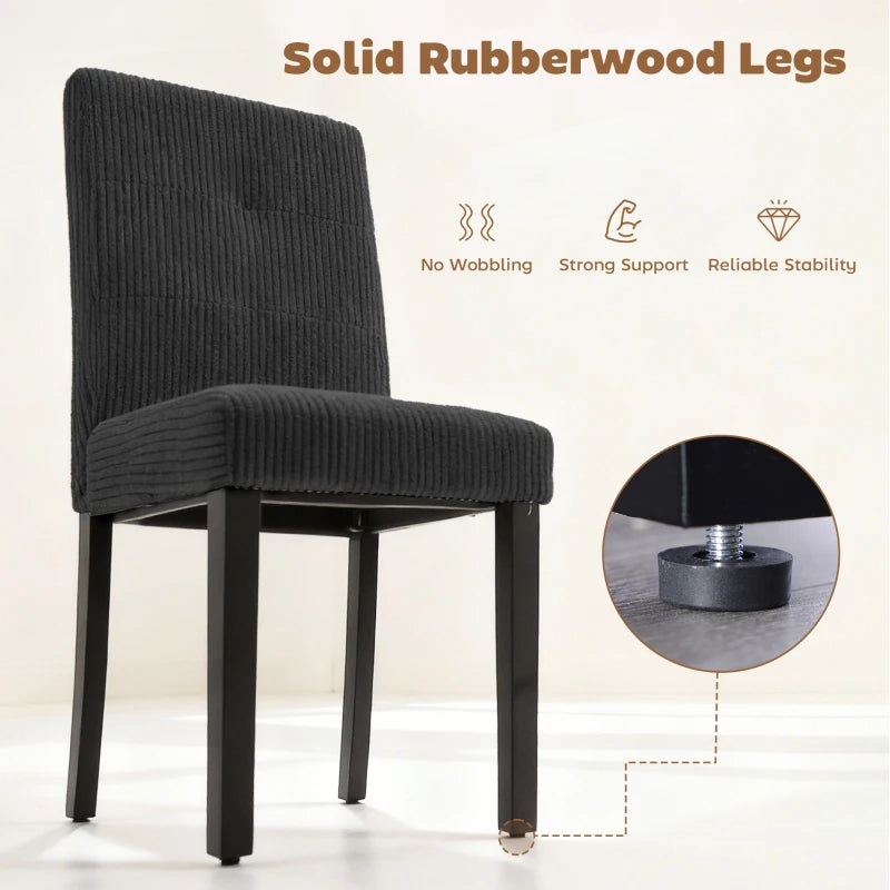 Modern Dining Chairs Set of 4, Kitchen Chairs with Rubberwood Legs and Padded Seat, Black